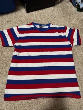 Striped Red, White & Blue Crewneck T-Shirt